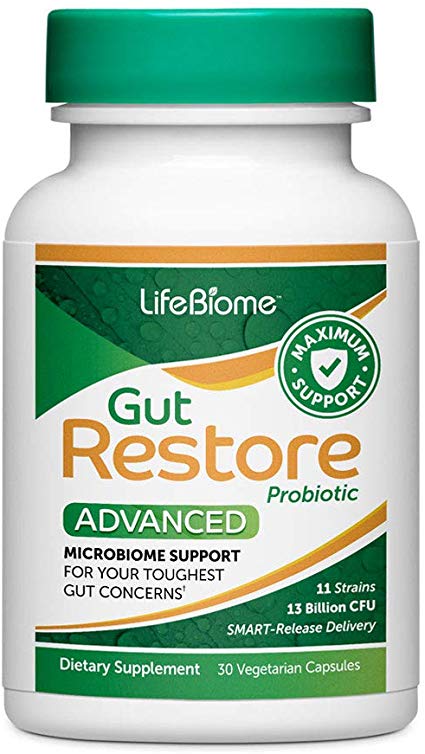Dr. Drew Sinatra’s LifeBiome Gut Restore Advanced Maximum Strength SBO Microbiome Probiotic with 11 Hardy Strains Restores Balance to The Gut for Digestive Comfort and a Boost in Mood