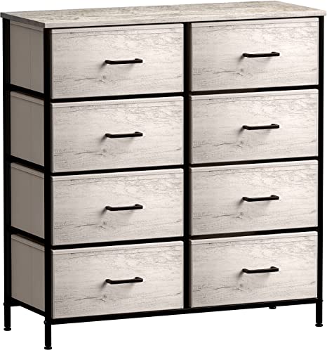 Sorbus Dresser with 8 Faux Wood Drawers - Storage Unit Organizer Chest for Clothes - Bedroom, Hallway, Living Room, Closet, & Dorm Furniture - Steel Frame, Wood Top, & Easy Pull Fabric Bins