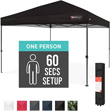 Best Choice Products 10x10ft Easy Setup Pop Up Canopy Instant Portable Tent w/ 1-Button Push, Wheeled Carry Case - Black
