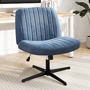 Criss Cross Chair, Cross Legged Office Chair, Wide Comfty Desk Chair, No Wheels Armless Computer Task Chair, Swivel Vanity Home Chair, Height Adjustable