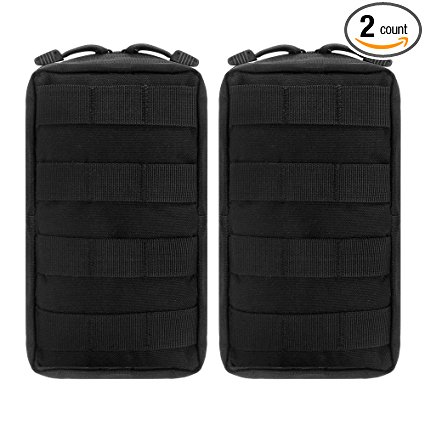 GZ XINXING 2-Pack Molle Tactical Compact Water-resistant EDC Waist Belt Pouch Military Pack Utility Bag Pouches (Black)