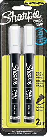 SHARPIE Chalk Marker, Wet Erase Markers, White, 2 Count