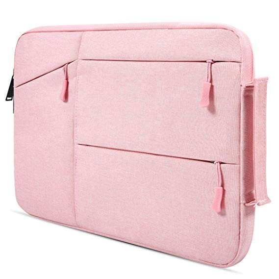 15.6 inch Waterproof Laptop Briefcase Bag for HP Envy x360 15.6", Acer Chromebook 15/Aspire E 15, Lenovo IdeaPad 15.6", Dell Inspiron, ASUS, MSI, 360° HP Notebook Protective Carrying Bag, Baby Pink