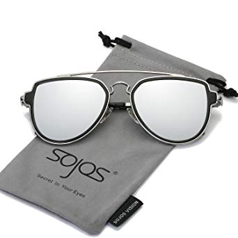 SojoS Fashion Polarized Aviator Sunglasses for Men Women Mirrored Lens SJ1051