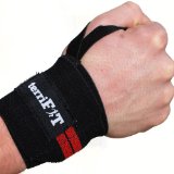 Wrist Wraps by terriFIT - 18 Medium Duty with Thumb Loop - CrossFit Weight Lifting Protection - Pair of Two Wraps - For Men and Women