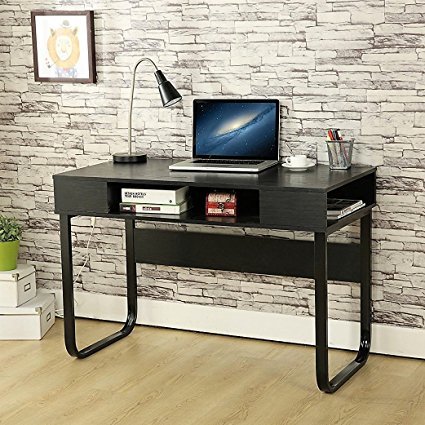 EBS Simple Style Office Desk Computer PC Home Desk Workstation Kids Study Table - Black 110 x 55 x 75