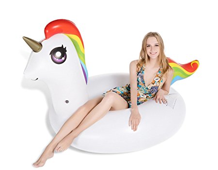 Jasonwell Unicorn Pool Party Float, Inflatable Raft Tube 78 x 47 x 39-Inch