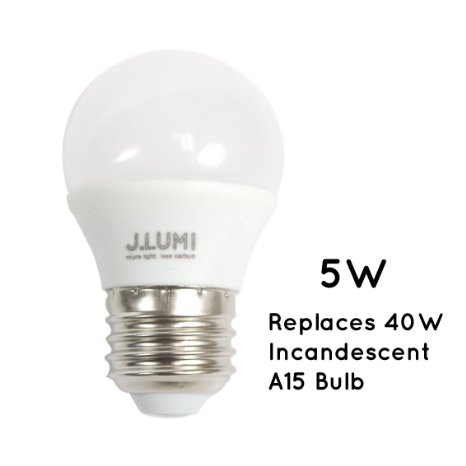 J.LUMI LED A15 Bulb 5W E26 Base - Incandescent 40W Equivalent, 3000K Soft White, Accent Light, Not Dimmable