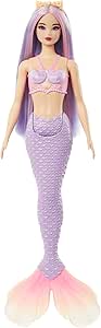 Barbie Mermaid Dolls with Fantasy Hair and Headband Accessories, Mermaid Toys with Shell-Inspired Bodices and Colorful Tails, HRR06