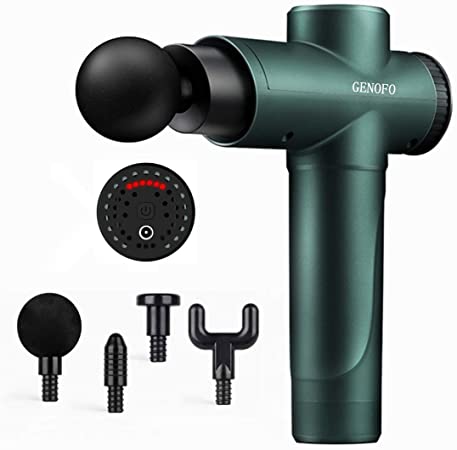 Muscle Massage Gun for Athletes, Genofo Massage Gun Deep Tissue Massager, Percussion Massage Gun Body Massager Cordless with 6 Speeds 4 Massage Heads ，Quiet & Comfortable Muscle Soreness Relieves