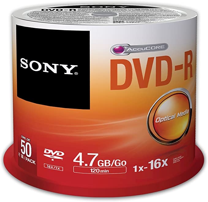 Sony 50DMR47SP 16x DVD-R 4.7GB Recordable DVD Media - 50 Pack Spindle