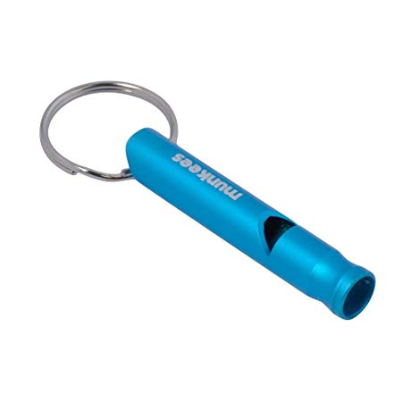 Munkees Mini Aluminum Whistle Keychain, Premium Emergency & Survival Whistle Key Ring, Personal Safety Key Chain Whistle for Outdoors, Camping, Hiking, Running, Climbing