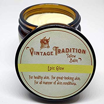 Vintage Tradition Epic Glow Tallow Balm with Green PastureTM Oils, 100% Grass-Fed, 2 Fl Oz"The Whole Food of Skin Care"