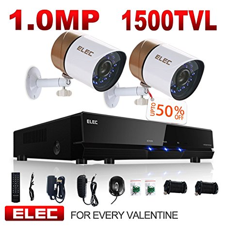 ELEC 8 Channel 960H DVR System with 4 HD Indoor/Outdoor Security Cameras & 1TB HDD (4CH 2CAM)