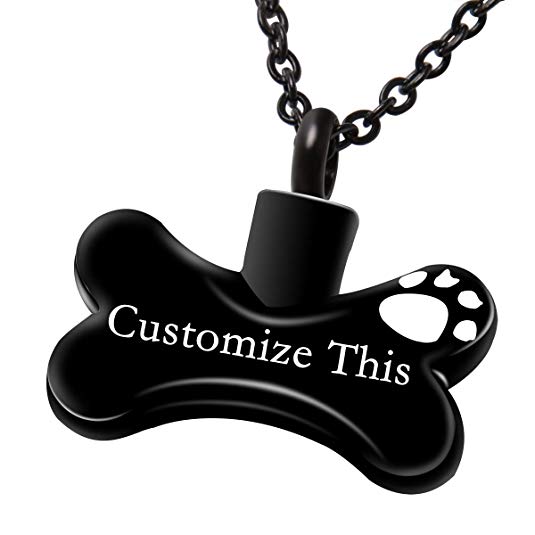Fanery Sue Dog Bone Personalized Custom Cremation Jewelry Urn Necklace for Ashes Keepsake Dog Cat Pet Memorial Pendant