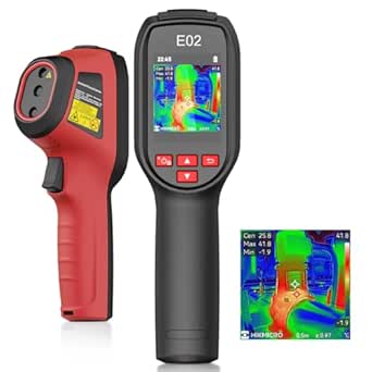 HIKMICRO E02 thermal camera，SuperIR 240 x 240 IR resolution with visual camera, portable compact thermal imaging camera with laser pointer, 20Hz refresh rate, -20°C to 400°C