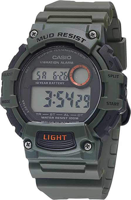 Casio Men's Mud Resistant 10-Year Battery Quartz Watch with Resin Strap, Green, 27.6 (Model: TRT-110H-3AVCF)