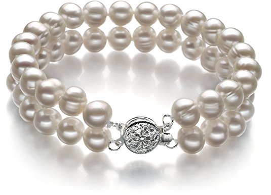 PearlsOnly - White 6-7mm A Quality Freshwater Cultured Pearl Bracelet