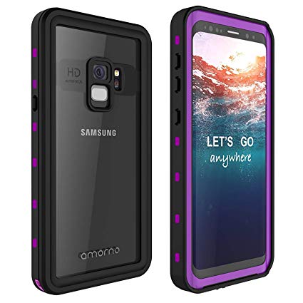 Galaxy S9 Waterproof Case, AMORNO Waterproof Shockproof Dustproof Dirtproof Full Body Case Built in Screen Protector with Touch ID for Samsung Galaxy S9 (Purple)