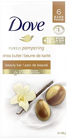 Dove Purely Pampering Beauty Bar for Healthy-Looking skin shea Butter and Warm vanilla 1/4 Moisturizing Cream 106 G 6 Count