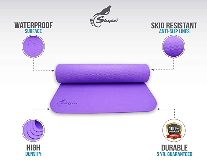 Skyin Yoga mat,Best No-Slip Hot Yoga Mat,SGS Approved No-Toxic,TPE Yoga mat,Ideas for Exercise,Yoga and Pilates