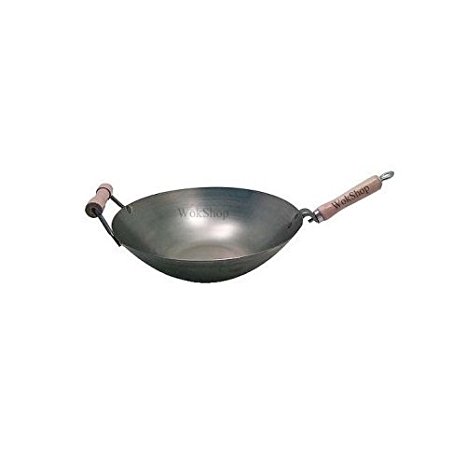 14 inch Carbon Steel Wok w/ Helper Handle (round bottom) USA made