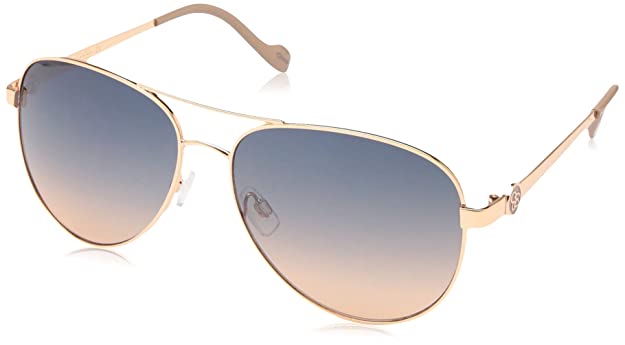 Jessica Simpson Women's J5596 Metal Aviator Sunglasses with Signature JS Enamel Logo Temple and 100% UV Protection, 60 mm
