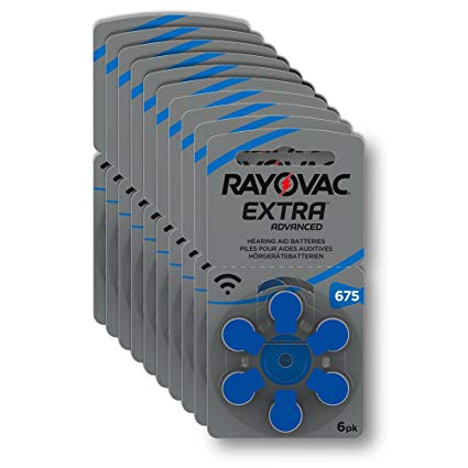 Rayovac Extra Advanced Hearing Aid Batteries Size 675 (1 Box) (60 Batteries)   Keychain