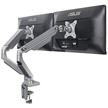 EleTab Dual Arm Monitor Stand - Height Adjustable VESA Mount Fits for 2 Computer Screens 17" to 32"