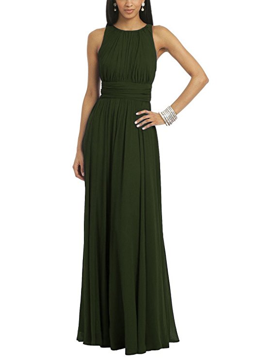 Ssyiz Women's Elegant Pleated Chiffon Floor Length Evening Party Dress ( Can be customized )