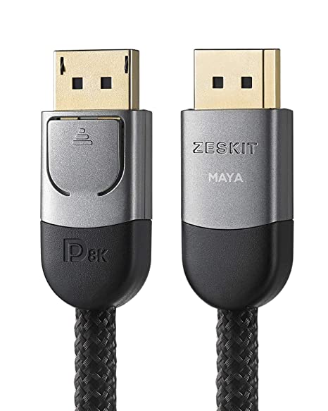 Zeskit Maya Certified DP 1.4 Cable, 4K 120Hz 8K 60Hz 1440p 144Hz 240Hz HDR 32.4Gpbs HBR3 (10ft, Braided Jacket)