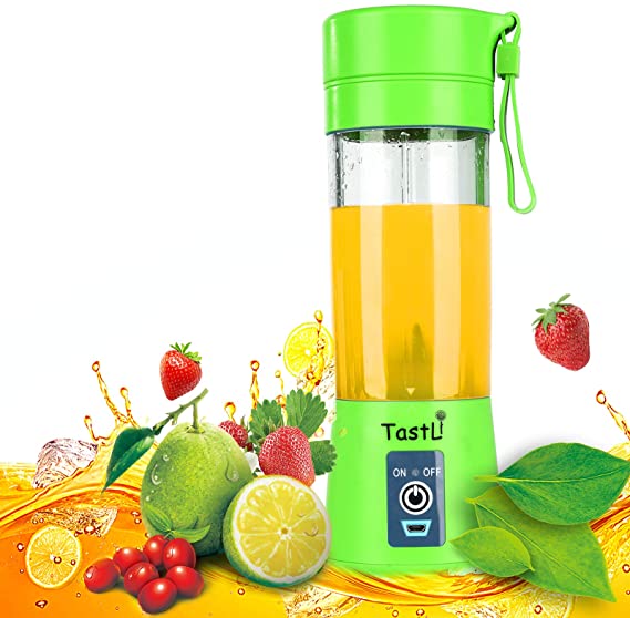 TastLi Portable Blender, Juicer Cup13oz Mixing Machine with Six Blades in 3D, Magnetic sensor and 2000mAh USB Rechargeable Batteries, Perfect Mini Smoothie Blender for Personal Use (Green)