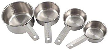 American Metalcraft MCL4 4-Pack Stainless Steel Measuring Cup Set with Solid Flat Handle