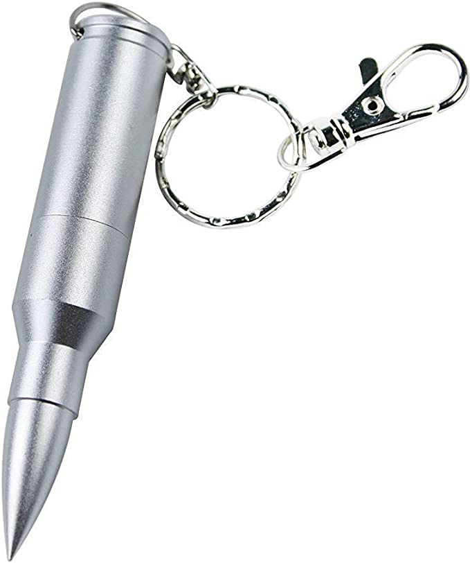 WooTeck 64GB Metal Shining 3D Silver Bullet USB Flash Drive Memory Stick with Keychain
