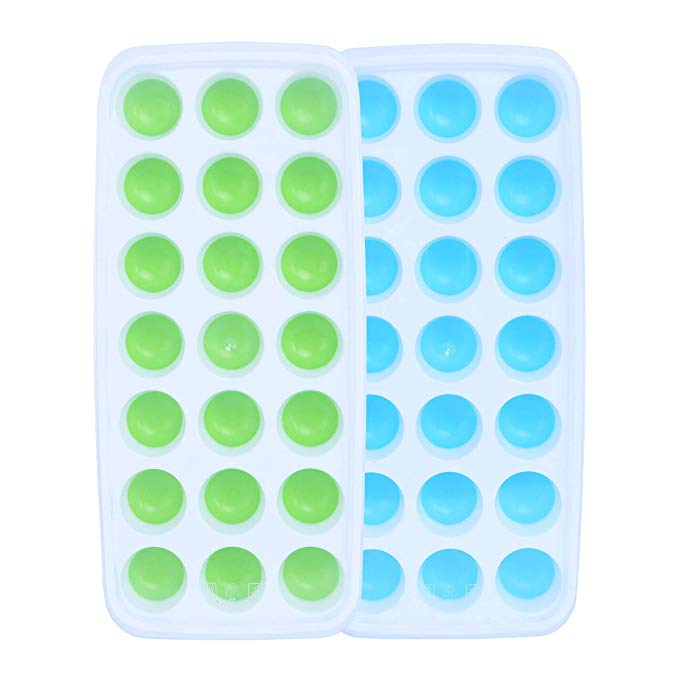Ice Cube Trays 2 Packs Easy Release Silicone Ice Trays with Lids Make 42 Ice Cubes BPA Free Dishwasher Safe No odor Stackable Ice Trays