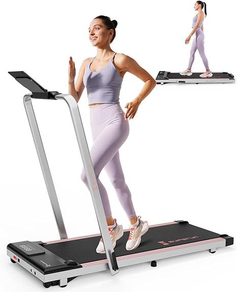 SupeRun 3 in 1 Walking Pad Treadmill- 3.0HP Folding Treadmills for Home Easy to Store, 300LBs Capacity Under Desk Treadmill Free Installation and Low Noise for Office Work