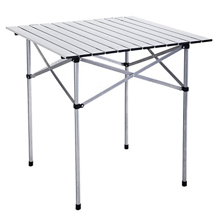 Giantex Roll Up Portable Folding Camping Square Aluminum Picnic Table w/Bag (27-3/5" )