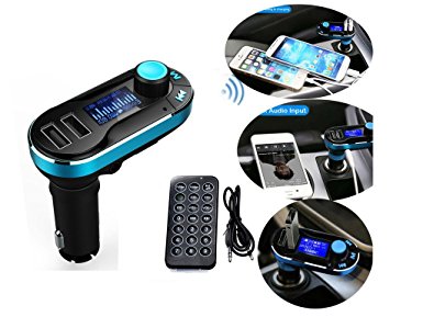 SolidPin Bluetooth MP3 Player FM Transmitter Radio Adapter Hands free Car Kit with Remote for iPhone iPad iPod, Samsung, LG, Nexus, Google Pixel XL Android Cell Phone - Support SD Card or USB Input