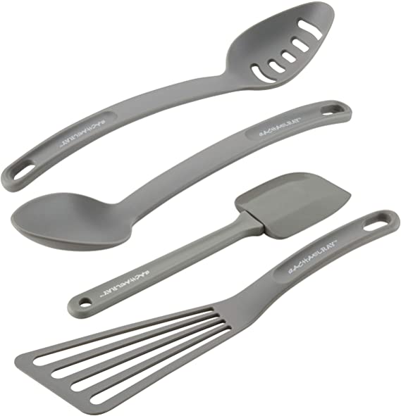 Rachael Ray Cucina Nylon Nonstick Tools Set, 4-Piece, Sea Salt Gray