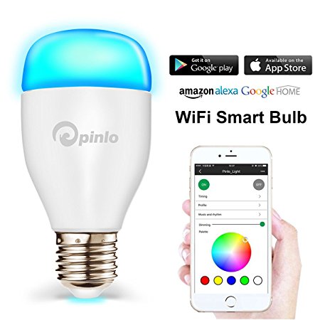 Alexa Light Bulbs Wifi Smart Led Bulb - Works with Alexa and Google Assistant, App Controlled Dimmable Multicolored Color Changing Wake Up Lights no hub required e26/e27 (60 Watts Equivalent)