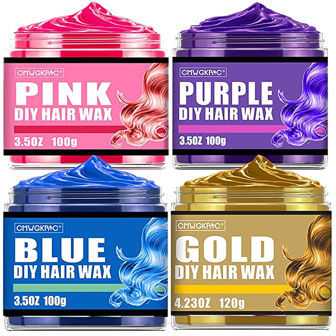 4 Pack Hair Color Wax, Temporary Wax Color Gift Set - Fun and Effective Modeling Fashion DIY Hair Wax for Men Women Kids Birthday Party Cosplay Children's Day, Halloween, Christmas