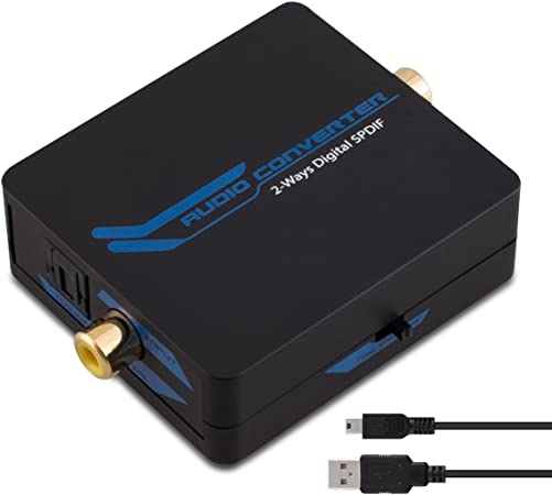 kwmobile Conversor Toslink Coaxial - Adaptador bidireccional SPDIF - Conversor de señal óptica Toslink y señal Digital Coaxial - Convertidor Negro