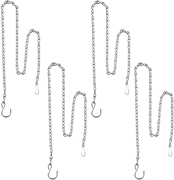 Outus Hanging Chain for Hanging Bird Feeders, Birdbaths, Planters and Lanterns, 4 Pack (35 Inch, Silver)