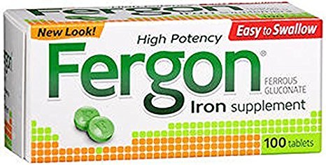 Fergon High Potency Iron Supplement Tablets, 100 Count by Fergon