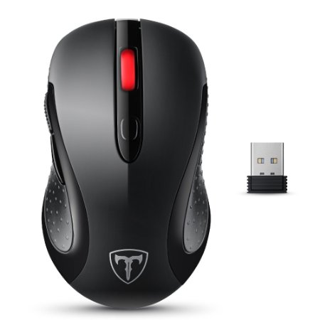 2.4G Wireless Mouse VicTsing Mobile Optical Mouse Computer Mice with 6 Buttons, Nano Receiver ,15 Months Battery Life, 2400 DPI 5 Adjustable Level, Black