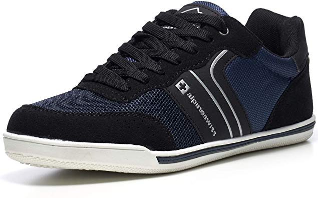 alpine swiss Liam Mens Fashion Sneakers Suede Trim Low Top Lace Up Tennis Shoes