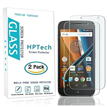 Moto G4 Screen Protector , [2-Pack] HPTech Motorola Moto G 4th Generation 5.5 inch Premium Tempered Glass 9H Hardness, Crystal Clear, Bubble Free, 2.5D Round Edge with Lifetime Replacement Warranty