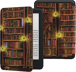 MoKo Case Fits 6" All-New Kindle (11th Generation-2022 Release), Lightweight Shell Cover with Auto Wake/Sleep for Kindle 2022 11th Gen e-Reader, Retro Library