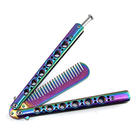 ZRAMO® TH156 Comb Rainbow Knife Trainer Practice Trainer Training Colorful Knife Tool Non-sharpened Blade Allows Safe Practice of Personal-defense Skills (comb style trainer)