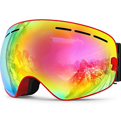 ZIONOR X Ski Snowboard Snow Goggles OTG Design for Men Women with Spherical Detachable Lens UV Protection Anti-fog